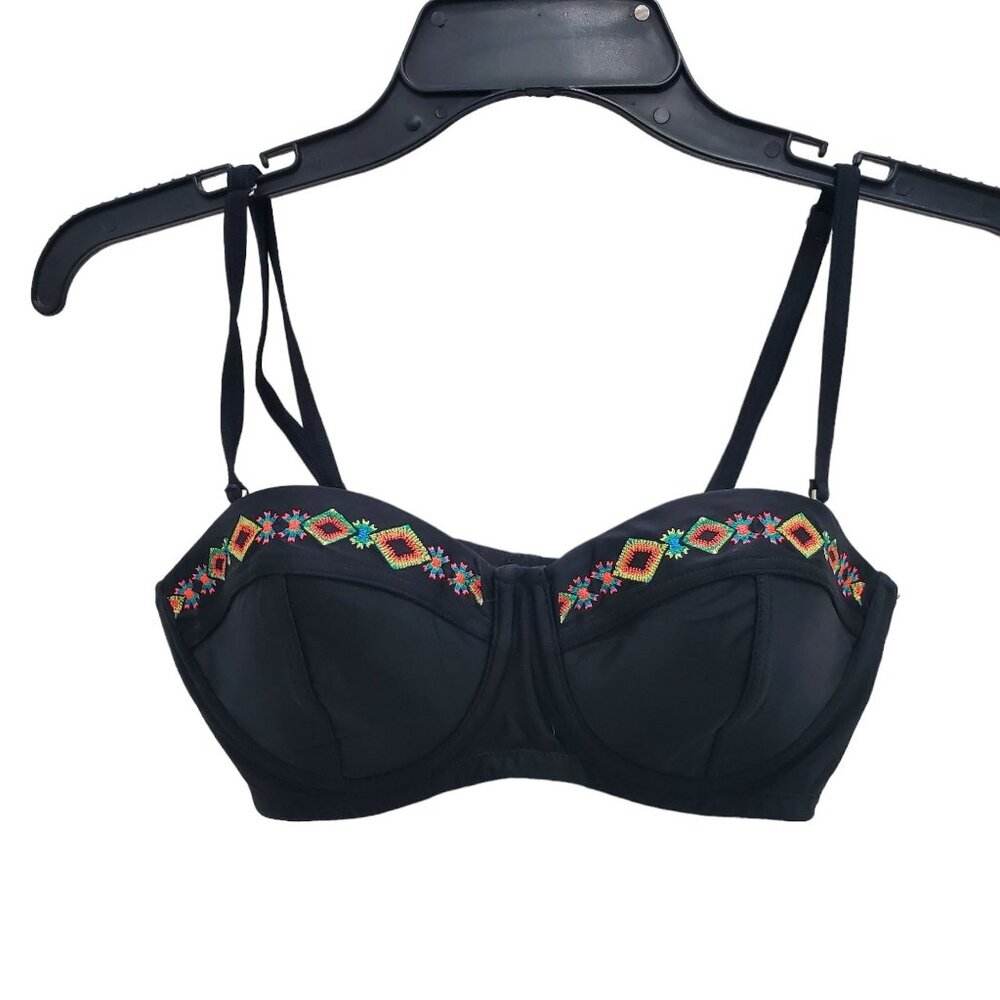 Jessica Simpson Black Embroidered Balconette Bra